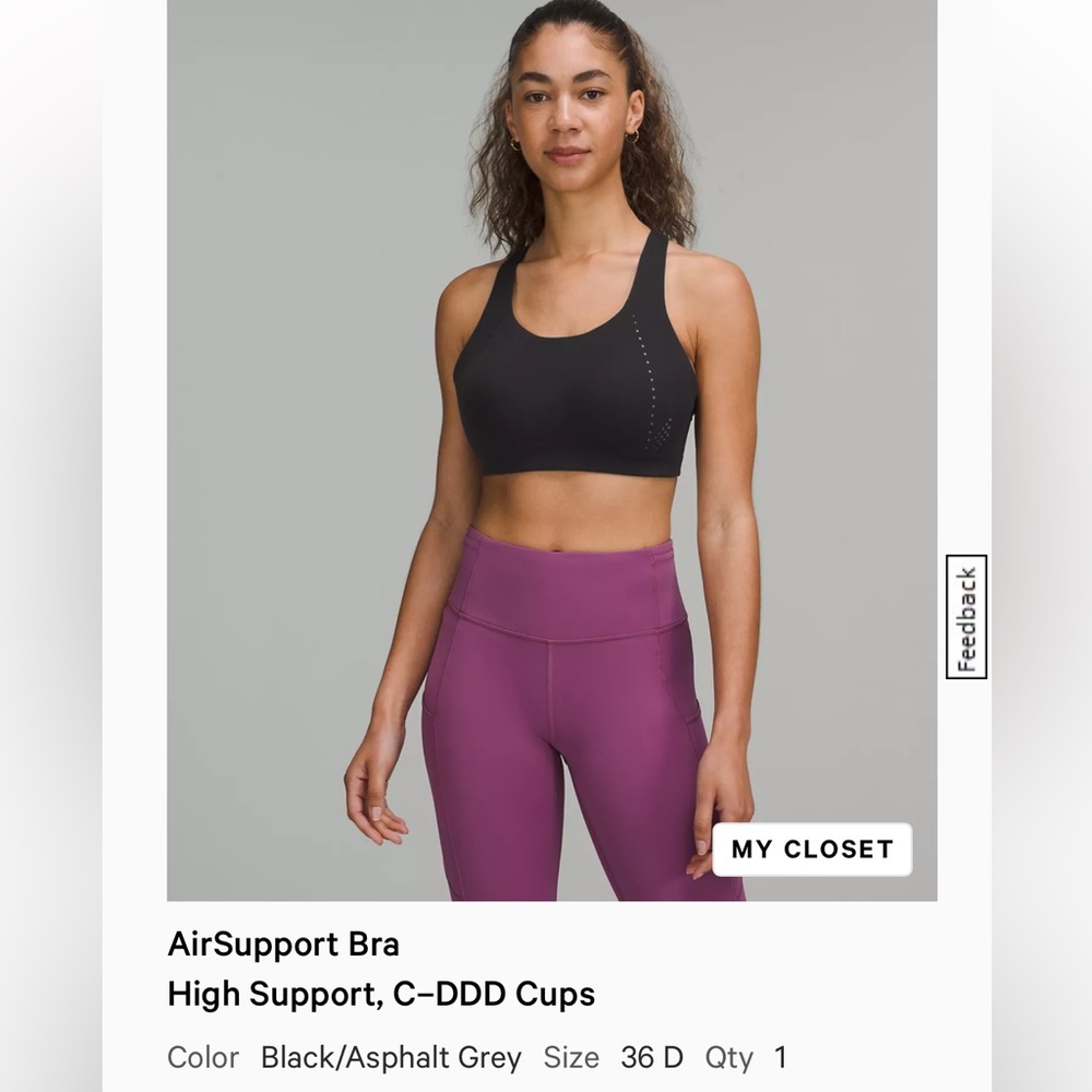 Lululemon air support sports bra 36D